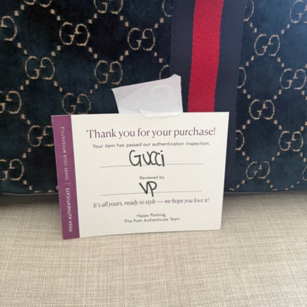 Gucci Ophidia Navy Blue Velour Tote - Picture 6 of 13